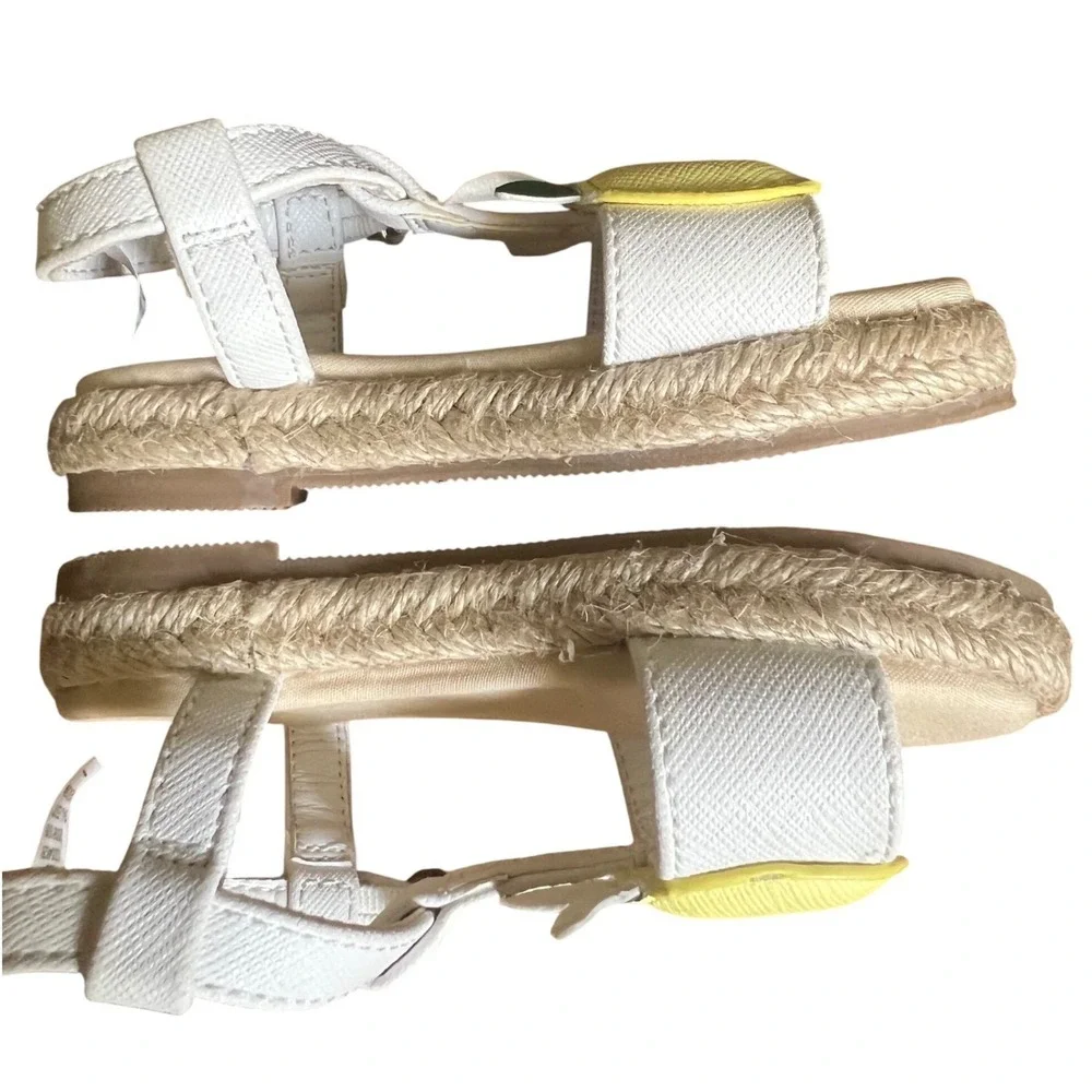 Janie and Jack Lemon Espadrille Sandals Toddler Girls 4 Yellow Lemon Applique